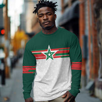 World Football 2026 Morocco Custom Long Sleeve Shirt African Geometric White Pattern - Wonder Print Shop