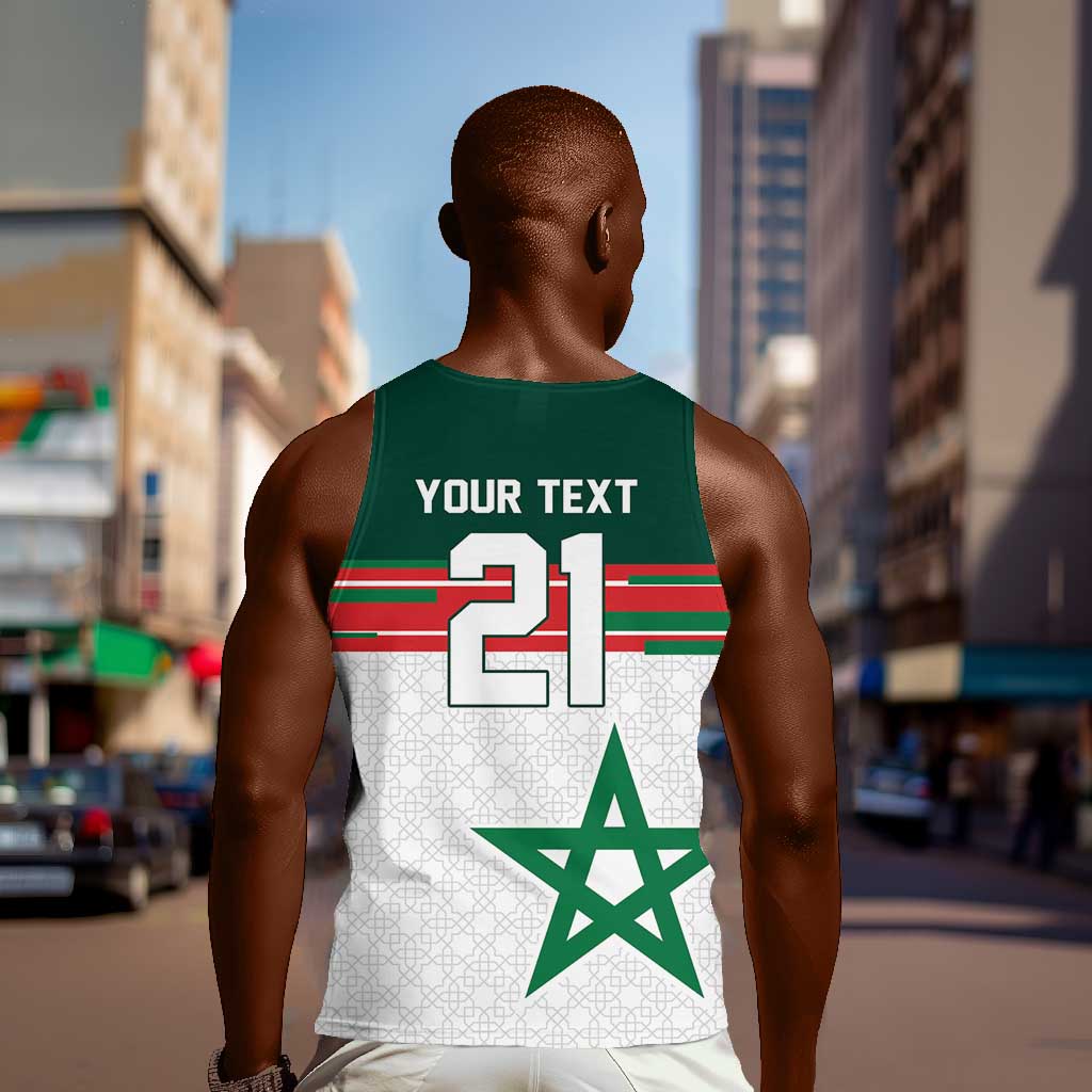 World Football 2026 Morocco Custom Men Tank Top African Geometric White Pattern - Wonder Print Shop