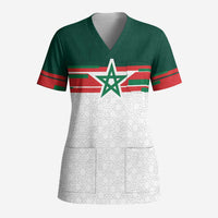 World Football 2026 Morocco Custom Scrub Top African Geometric White Pattern - Wonder Print Shop