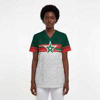 World Football 2026 Morocco Custom Scrub Top African Geometric White Pattern - Wonder Print Shop
