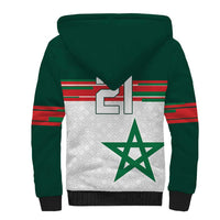 World Football 2026 Morocco Custom Sherpa Hoodie African Geometric White Pattern - Wonder Print Shop