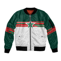 World Football 2026 Morocco Custom Sleeve Zip Bomber Jacket African Geometric White Pattern - Wonder Print Shop