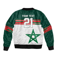 World Football 2026 Morocco Custom Sleeve Zip Bomber Jacket African Geometric White Pattern - Wonder Print Shop