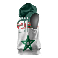 World Football 2026 Morocco Custom Sleeveless Hoodie African Geometric White Pattern - Wonder Print Shop