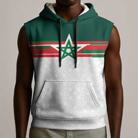 World Football 2026 Morocco Custom Sleeveless Hoodie African Geometric White Pattern - Wonder Print Shop