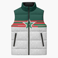 World Football 2026 Morocco Custom Sleeveless Puffer Jacket African Geometric White Pattern - Wonder Print Shop
