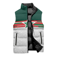 World Football 2026 Morocco Custom Sleeveless Puffer Jacket African Geometric White Pattern - Wonder Print Shop