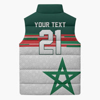 World Football 2026 Morocco Custom Sleeveless Puffer Jacket African Geometric White Pattern - Wonder Print Shop