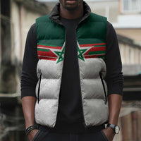 World Football 2026 Morocco Custom Sleeveless Puffer Jacket African Geometric White Pattern - Wonder Print Shop
