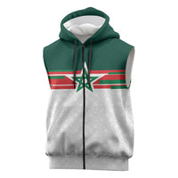 World Football 2026 Morocco Custom Sleeveless Zip Hoodie African Geometric White Pattern - Wonder Print Shop