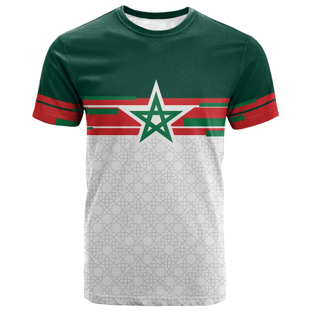 World Football 2026 Morocco Custom T shirt African Geometric White Pattern LT9