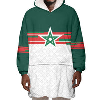 World Football 2026 Morocco Custom Wearable Blanket Hoodie African Geometric White Pattern - Wonder Print Shop