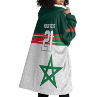 World Football 2026 Morocco Custom Wearable Blanket Hoodie African Geometric White Pattern - Wonder Print Shop