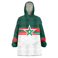 World Football 2026 Morocco Custom Wearable Blanket Hoodie African Geometric White Pattern - Wonder Print Shop