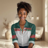 World Football 2026 Morocco Custom Women Casual Shirt African Geometric White Pattern - Wonder Print Shop