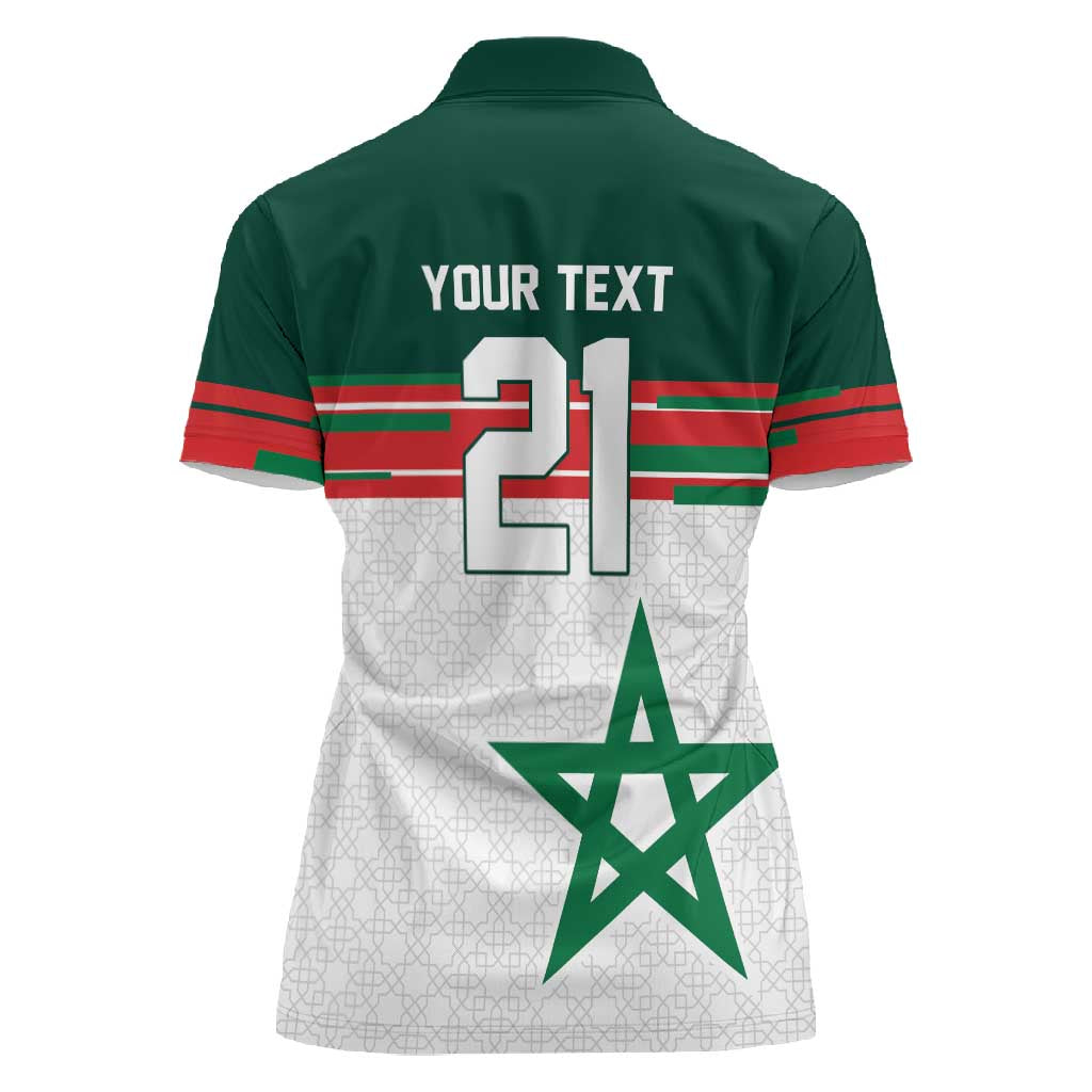 World Football 2026 Morocco Custom Women Polo Shirt African Geometric White Pattern LT9