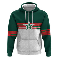 World Football 2026 Morocco Custom Zip Hoodie African Geometric White Pattern - Wonder Print Shop