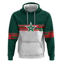 World Football 2026 Morocco Custom Zip Hoodie African Geometric White Pattern - Wonder Print Shop