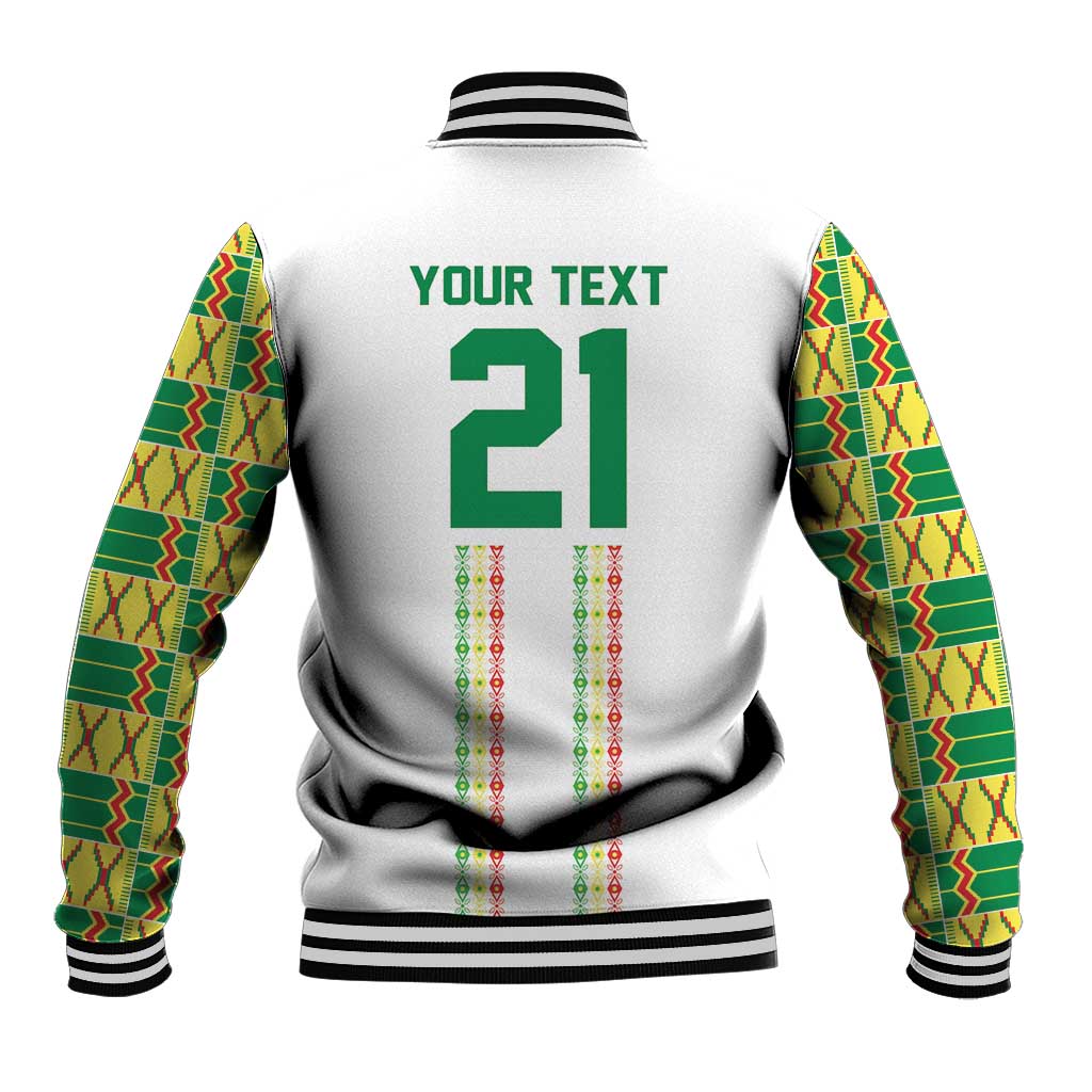 World Football 2026 Senegal Custom Baseball Jacket African Kente White Pattern - Wonder Print Shop