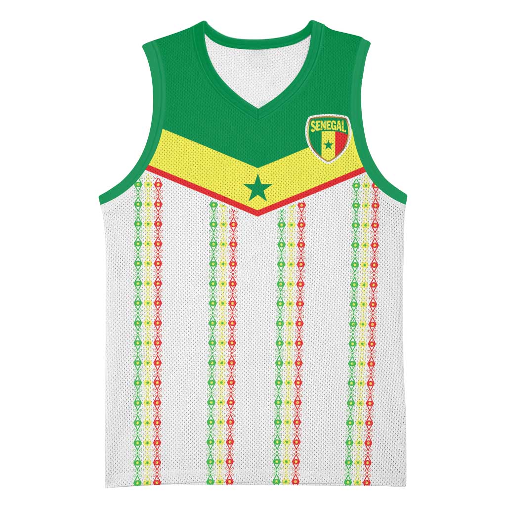 World Football 2026 Senegal Custom Basketball Jersey African Kente White Pattern - Wonder Print Shop