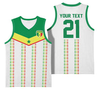 World Football 2026 Senegal Custom Basketball Jersey African Kente White Pattern - Wonder Print Shop