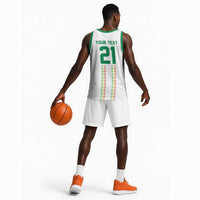 World Football 2026 Senegal Custom Basketball Jersey African Kente White Pattern - Wonder Print Shop