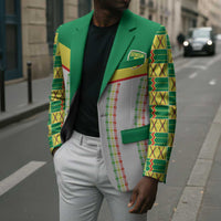 World Football 2026 Senegal Custom Blazer African Kente White Pattern - Wonder Print Shop