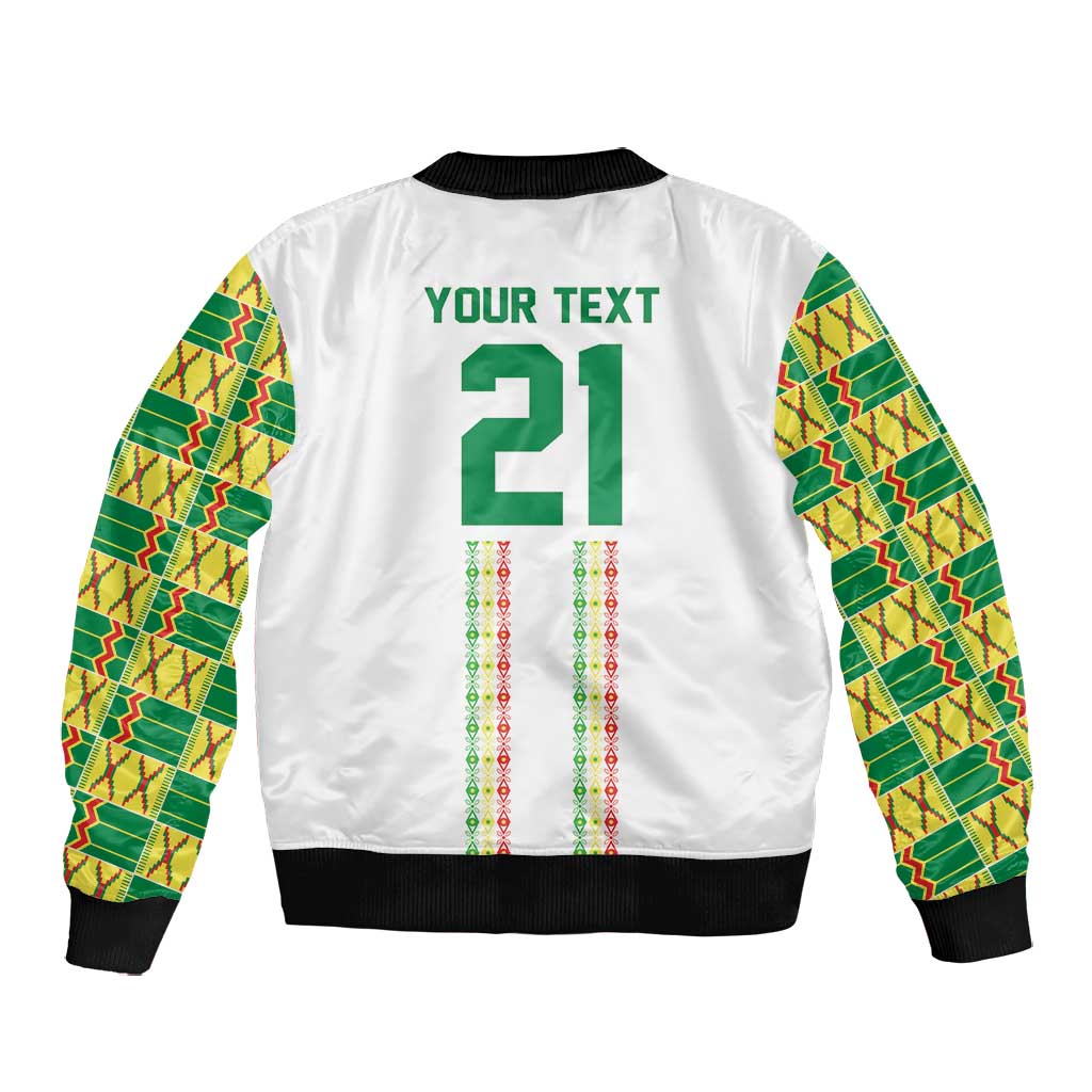 World Football 2026 Senegal Custom Bomber Jacket African Kente White Pattern - Wonder Print Shop