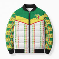 World Football 2026 Senegal Custom Bomber Puffer Jacket African Kente White Pattern - Wonder Print Shop