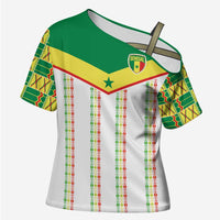 World Football 2026 Senegal Custom Cross Shoulder Shirt African Kente White Pattern - Wonder Print Shop