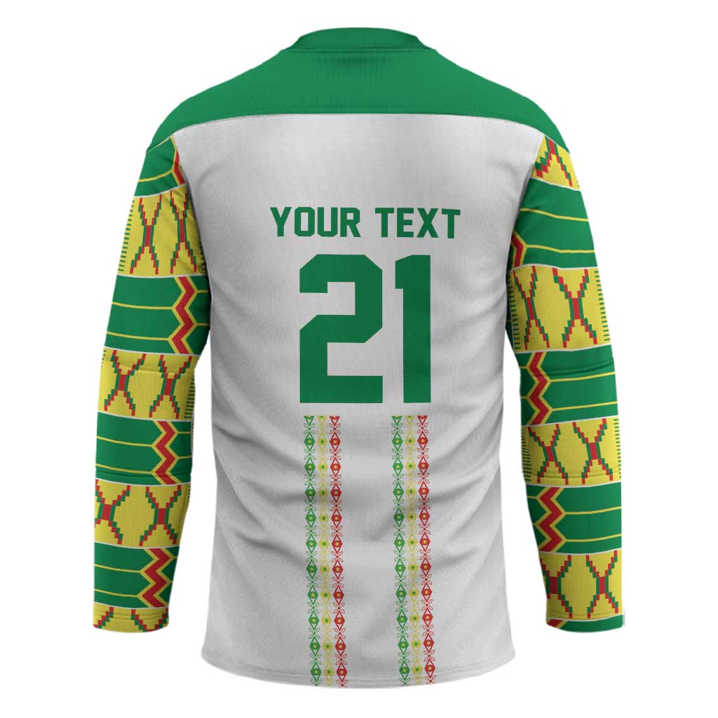 World Football 2026 Senegal Custom Hockey Jersey African Kente White Pattern - Wonder Print Shop