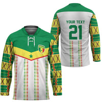 World Football 2026 Senegal Custom Hockey Jersey African Kente White Pattern - Wonder Print Shop