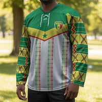 World Football 2026 Senegal Custom Hockey Jersey African Kente White Pattern - Wonder Print Shop