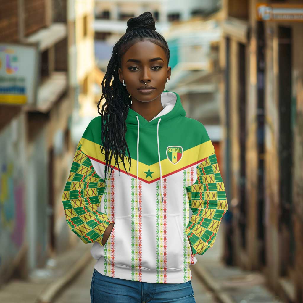 World Football 2026 Senegal Custom Hoodie African Kente White Pattern - Wonder Print Shop