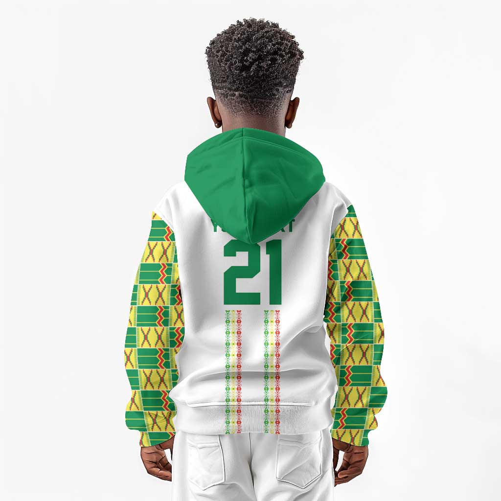 World Football 2026 Senegal Custom Kid Hoodie African Kente White Pattern - Wonder Print Shop