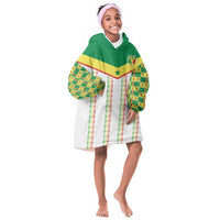 World Football 2026 Senegal Custom Kid Wearable Blanket Hoodie African Kente White Pattern - Wonder Print Shop