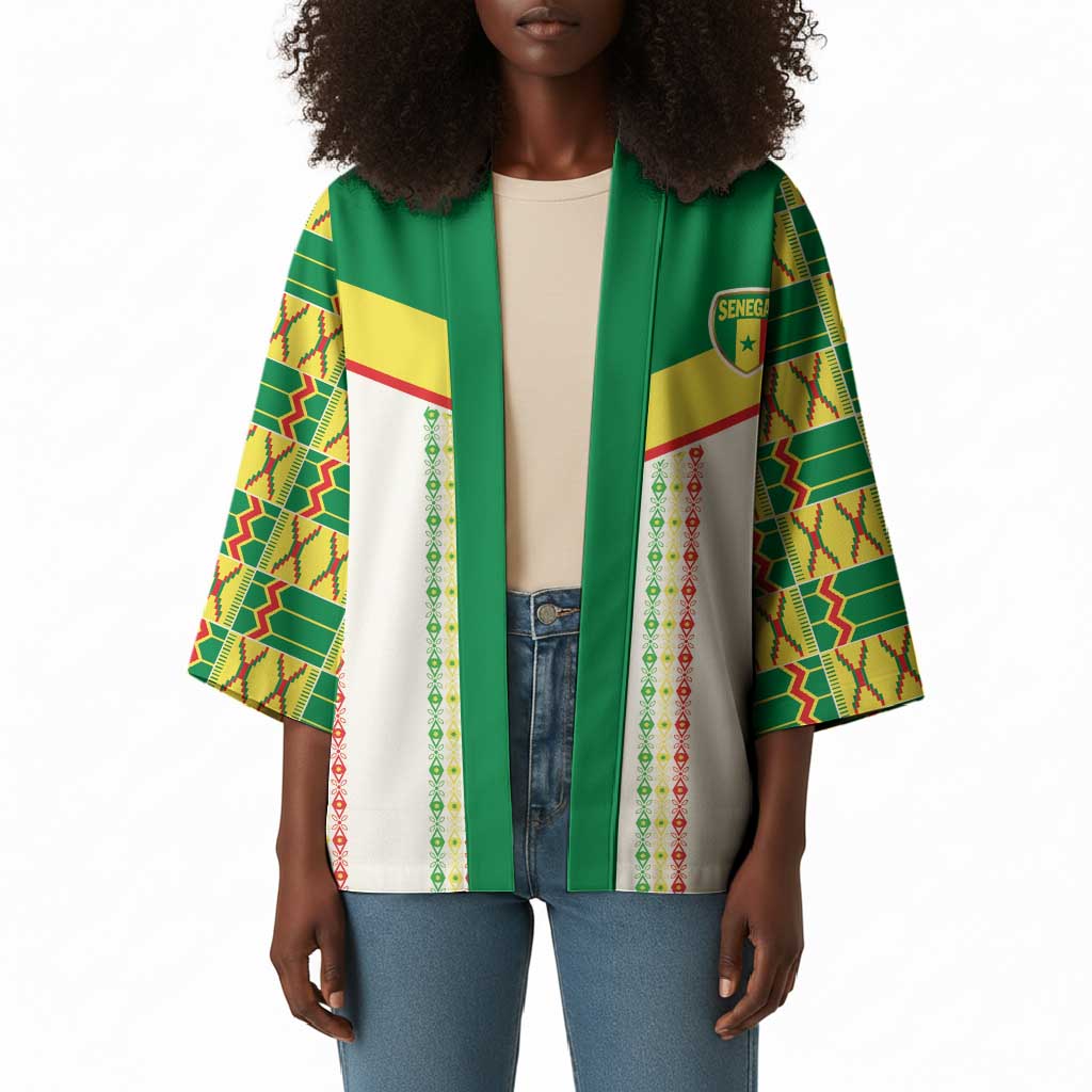 World Football 2026 Senegal Custom Kimono African Kente White Pattern - Wonder Print Shop
