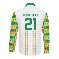 World Football 2026 Senegal Custom Long Sleeve Button Shirt African Kente White Pattern - Wonder Print Shop
