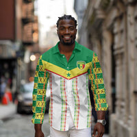 World Football 2026 Senegal Custom Long Sleeve Button Shirt African Kente White Pattern - Wonder Print Shop