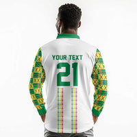 World Football 2026 Senegal Custom Long Sleeve Polo Shirt African Kente White Pattern - Wonder Print Shop