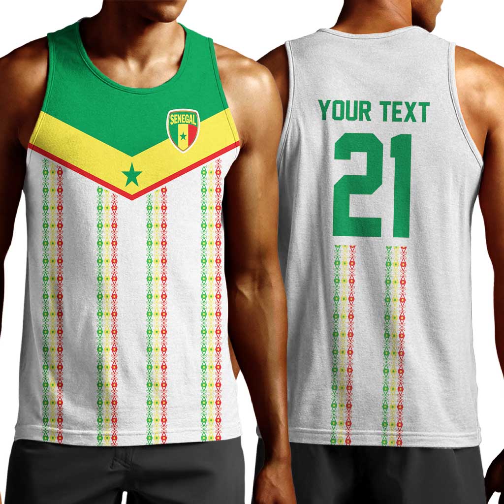 World Football 2026 Senegal Custom Men Tank Top African Kente White Pattern - Wonder Print Shop