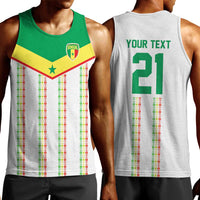 World Football 2026 Senegal Custom Men Tank Top African Kente White Pattern - Wonder Print Shop