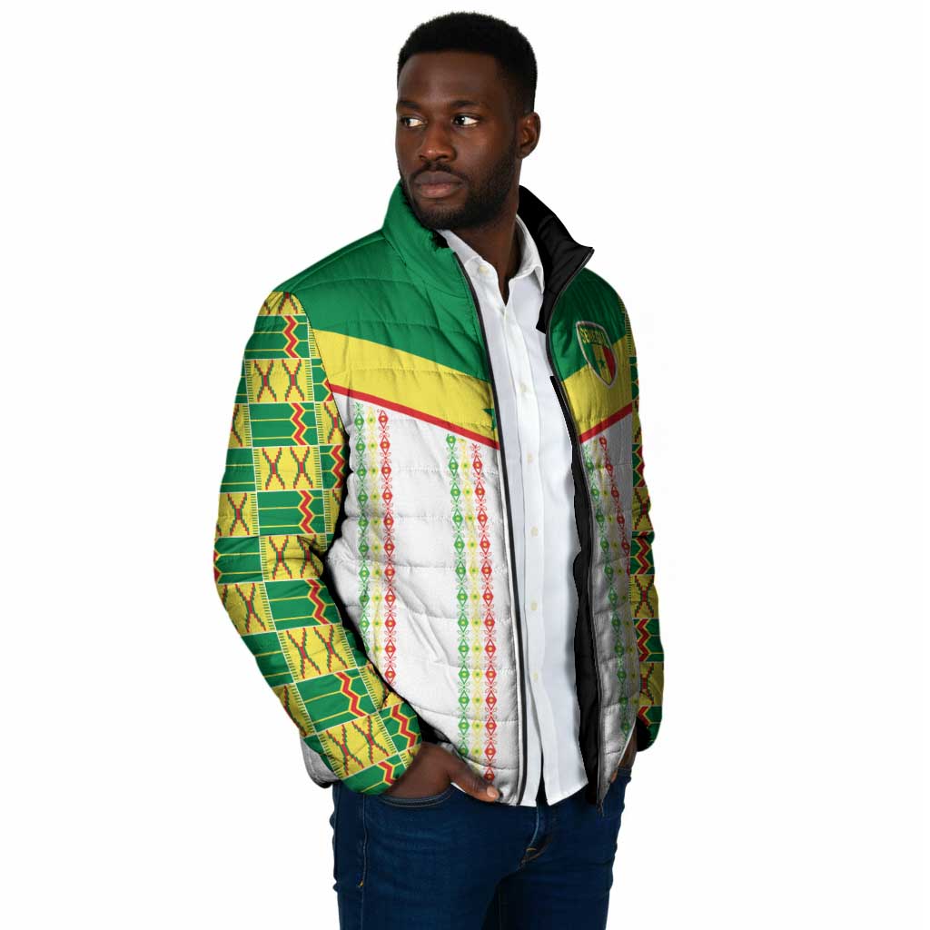 World Football 2026 Senegal Custom Padded Jacket African Kente White Pattern - Wonder Print Shop