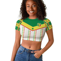 World Football 2026 Senegal Custom Raglan Cropped T shirt African Kente White Pattern LT9