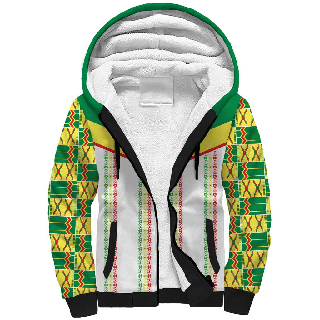 World Football 2026 Senegal Custom Sherpa Hoodie African Kente White Pattern - Wonder Print Shop