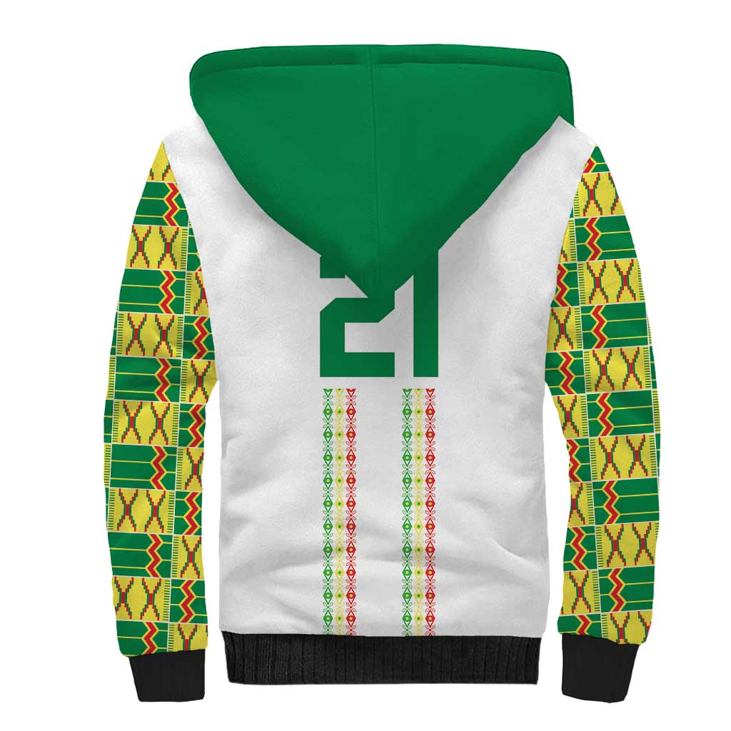 World Football 2026 Senegal Custom Sherpa Hoodie African Kente White Pattern - Wonder Print Shop