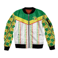 World Football 2026 Senegal Custom Sleeve Zip Bomber Jacket African Kente White Pattern - Wonder Print Shop