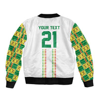 World Football 2026 Senegal Custom Sleeve Zip Bomber Jacket African Kente White Pattern - Wonder Print Shop