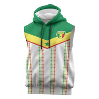 World Football 2026 Senegal Custom Sleeveless Hoodie African Kente White Pattern - Wonder Print Shop