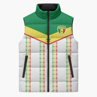 World Football 2026 Senegal Custom Sleeveless Puffer Jacket African Kente White Pattern - Wonder Print Shop